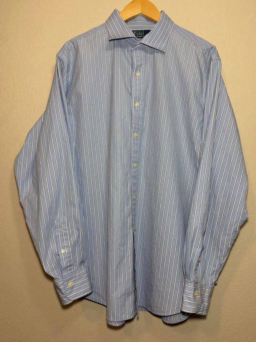 Polo by Ralph Lauren blue & white striped long-sleeve dress shirt SZ 18-36/37